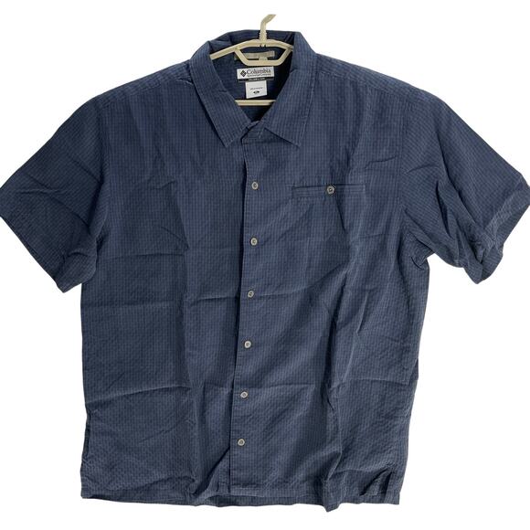 Columbia Button Up Shirt Mens Size XL Bluish Gray Modal Blend Short Sleeves - Picture 1 of 5
